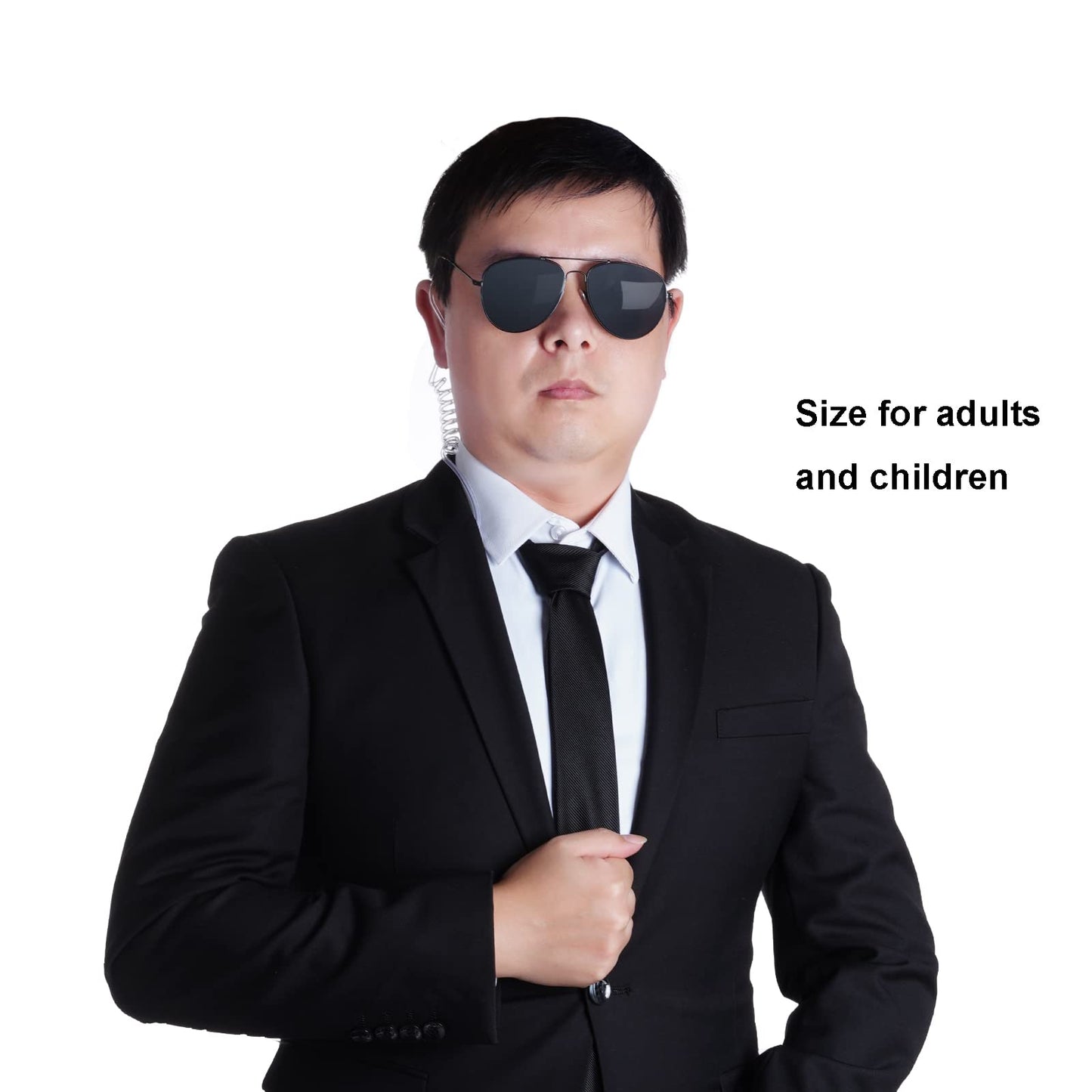 Sucrain Playing Cosplay Toy Black Sunglasses With Earpiece Earplugs Ring Bearer For Halloween Costume (12)