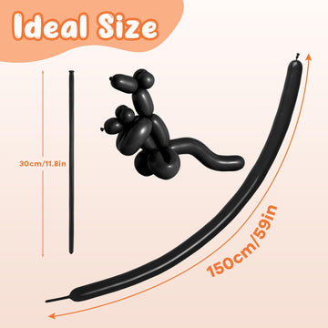 100Pcs 260 Balloons Black Long Balloons For Balloon Garland Thickening Skinny Latex Twisting Animals Modeling Christmas Birthday