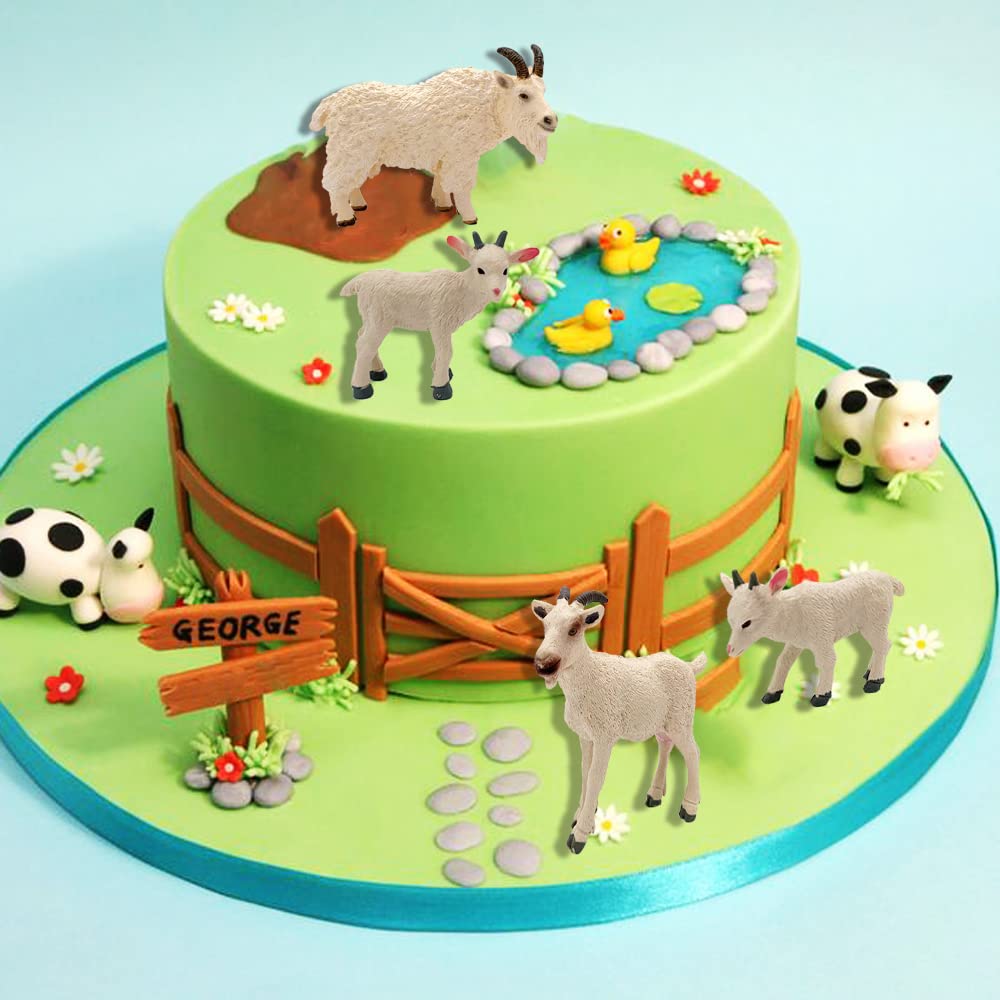 Higherbros Goat Figurines 4Pcs Goat Animal Toy Set Sheep Toys Farm Animal Figurines Goat Decor For Kids Preschool Toy Goat Gifts