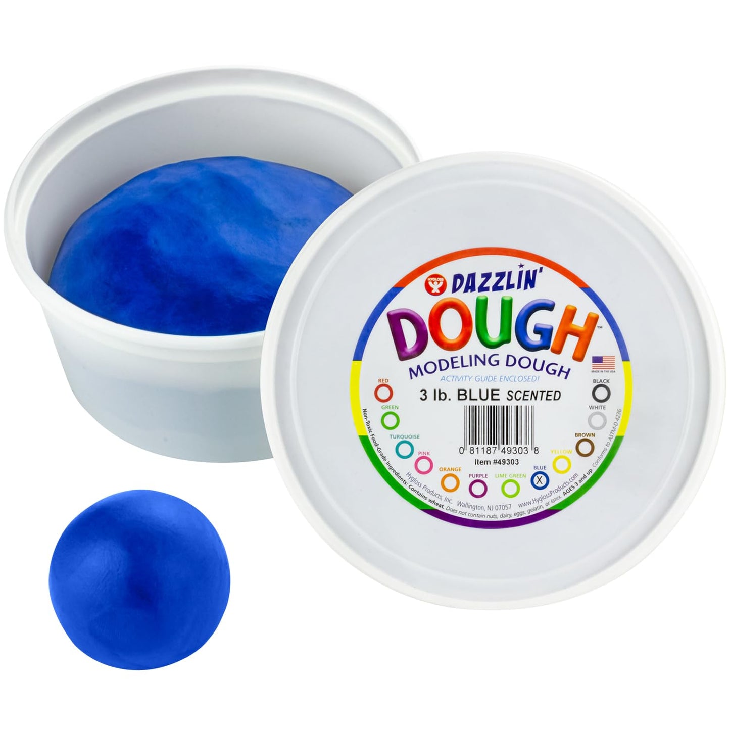 Hygloss Play Modeling Dough - Blue Dough Scented - Safe & Non-Toxic For Kids Arts & Crafts - Party Favors - Classroom Supplies - 3Lb