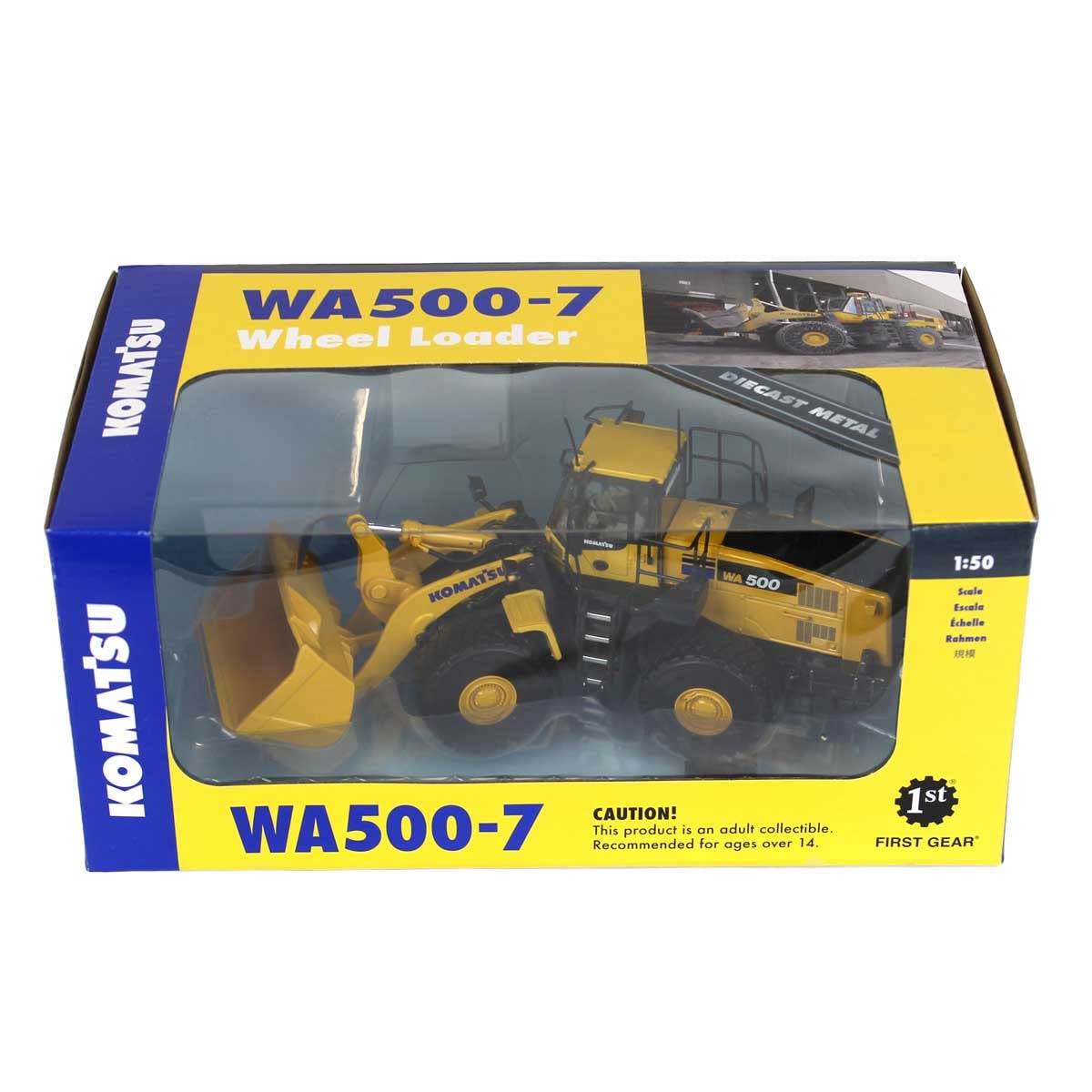 First Gear 1/50 Diecast Komatsu WA500-7 Wheel Loader Model - Yellow, Metal, FG50-3262