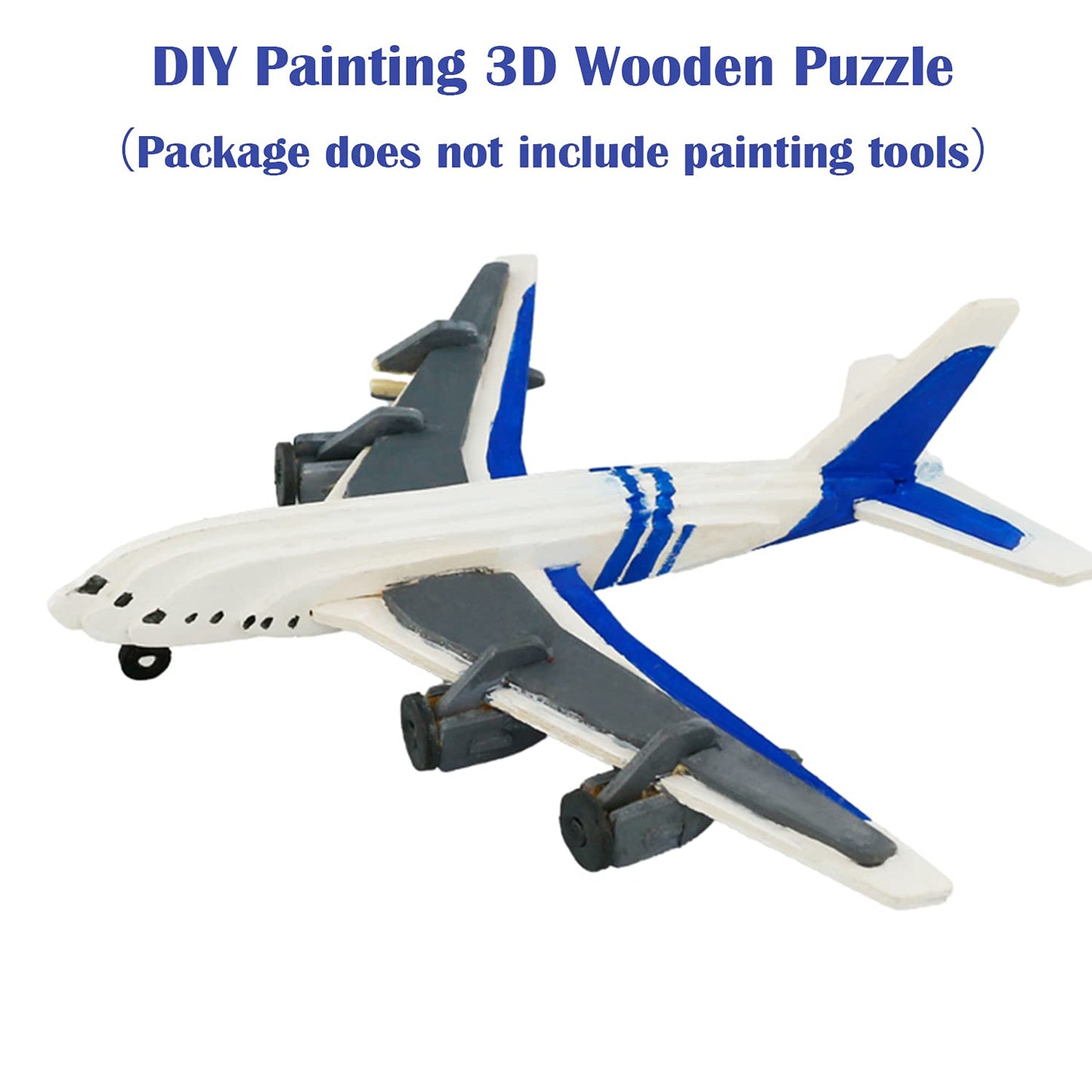 Georgie Porgy 3D Wooden Puzzles For Kids Toys Construction Woodcraft Kits Diy Model Puzzle Kits Birthday Gifts Pack Of 3 (Biplane Helicopter Civil Airplane)
