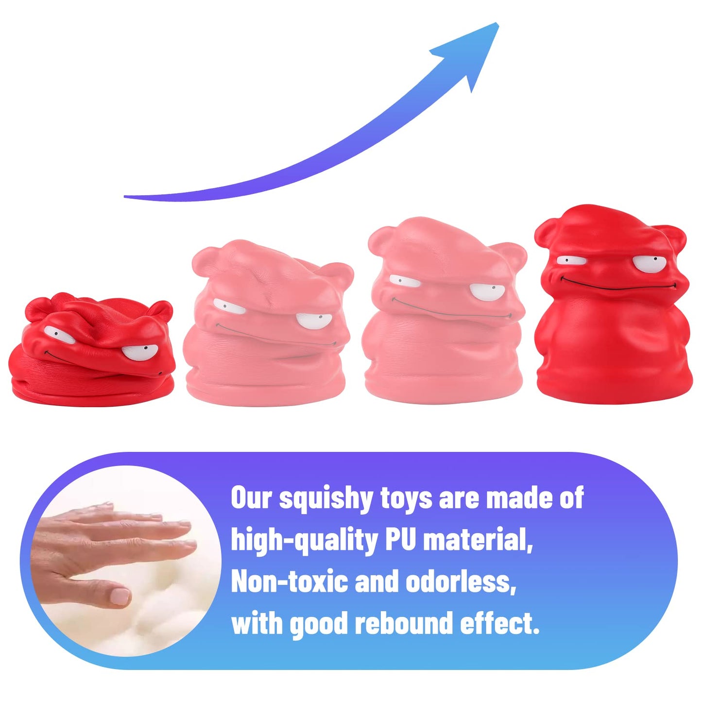 Anboor 4.7 Inch Squishies Toy Red Small Monster Squishys Animals,Slow Rising Funny Squeeze Stress Relief Toy For Kids, Squishys