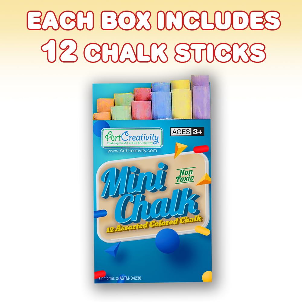 Artcreativity 288 Count Mini Chalk Set For Kids (24 Boxes) Non-Toxic Art And Craft Supplies, Chalks School Supplies, Birthday Party Favors For Boys And Girls, Goody Bag Fillers, Classroom Gift