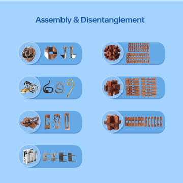 Cudny 7 Pieces Cool Unlock Interlock Brain Teaser Puzzles Retro Wooden And Metal Puzzles Iq Logic Fun Puzzle Box Challenge Game