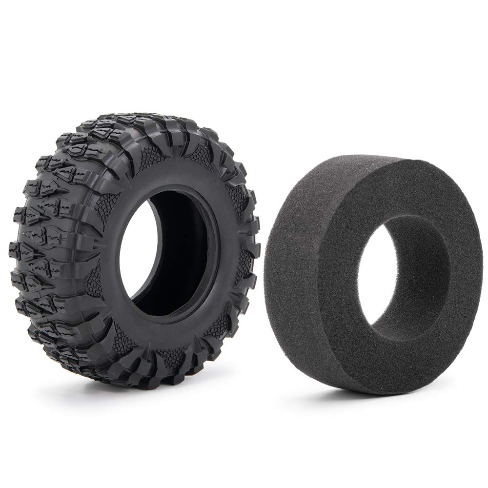 RCLIONS 4PCS 2.2inch 120mm RC Rubber Wheel Tyre Tires with Foam Insert for 1/10 RC Crawler Car Axial Wraith 90018