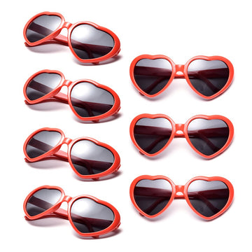Pibupibu 7 Pack Red Kids Toddler Heart Shape Sunglasses Party Favor Supplies For Girls Boys