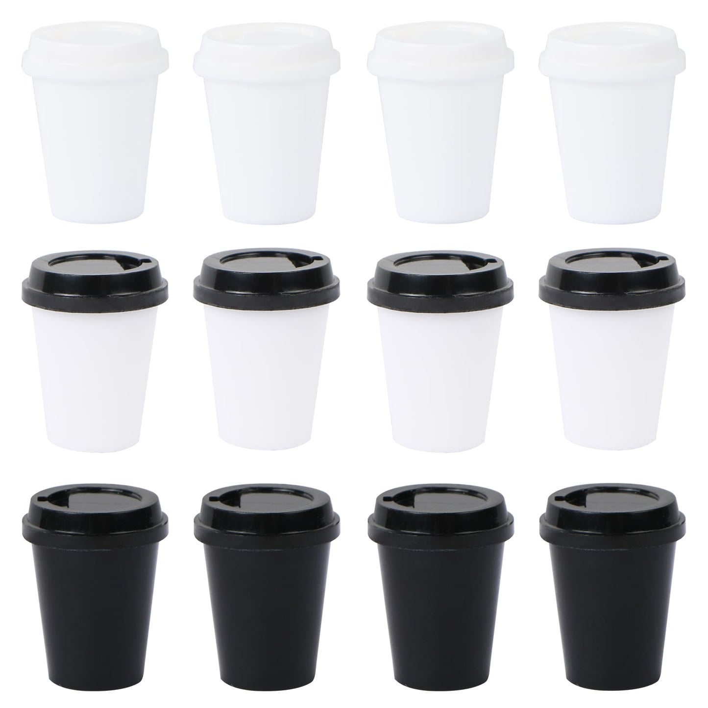 12 Set Dollhouse Miniatures Coffee Cups 1:12 Mini Takeaway Coffee Cup Miniature Dollhouse Accessories Mini Things For Mini Coffe