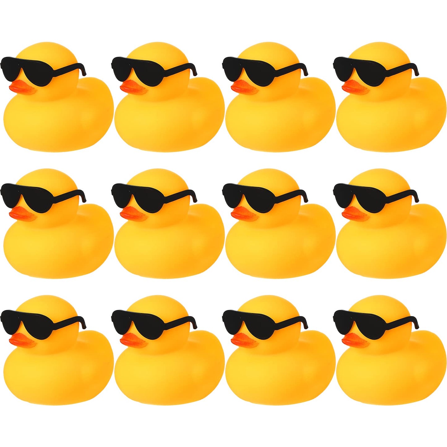 Chivao 12 Pcs Rubber Ducks With 12 Sunglasses/ Hats/ Headwear/ Scarf Small Mini Cruise Rubber Duckies Bathtub Toys In Bulk(Duck With Sunglasses,Yellow)