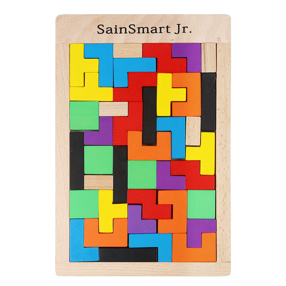 Sainsmart Jr. Wooden Tangram Puzzle, Educational Block Toy For Kid Toddler Preschooler (40 Pcs)