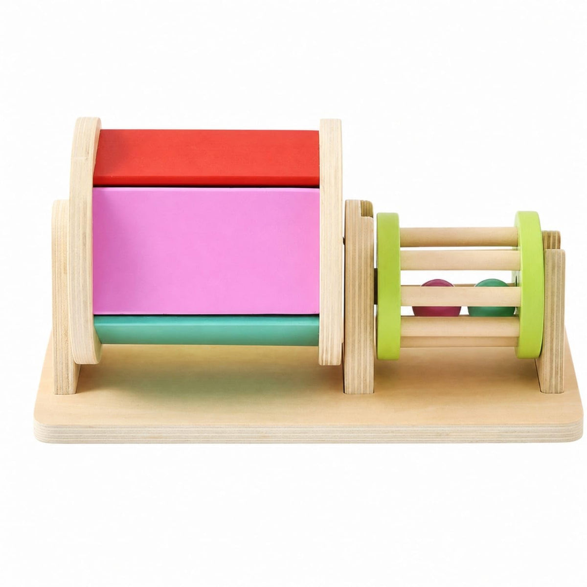 Colorful Wooden Toy With Rotating Drums Educational Wooden Revolving Drum Sensory Rotating Drum Toy Developmental For Toddlers,