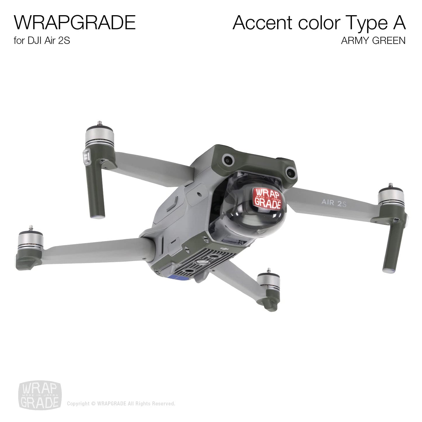 Wrapgrade Skin Compatible with DJI Air 2S | Accent Color A (Army Green)