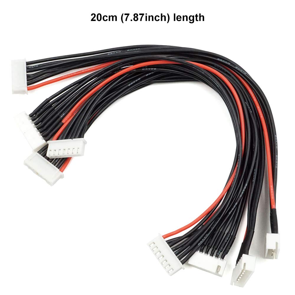 elechawk 7 Pin JST-XH 6S Balance Plug Extension Lead Wire 200mm 5 PCS for LiPo Battery Balance Charging 22AWG Silicone (6S)