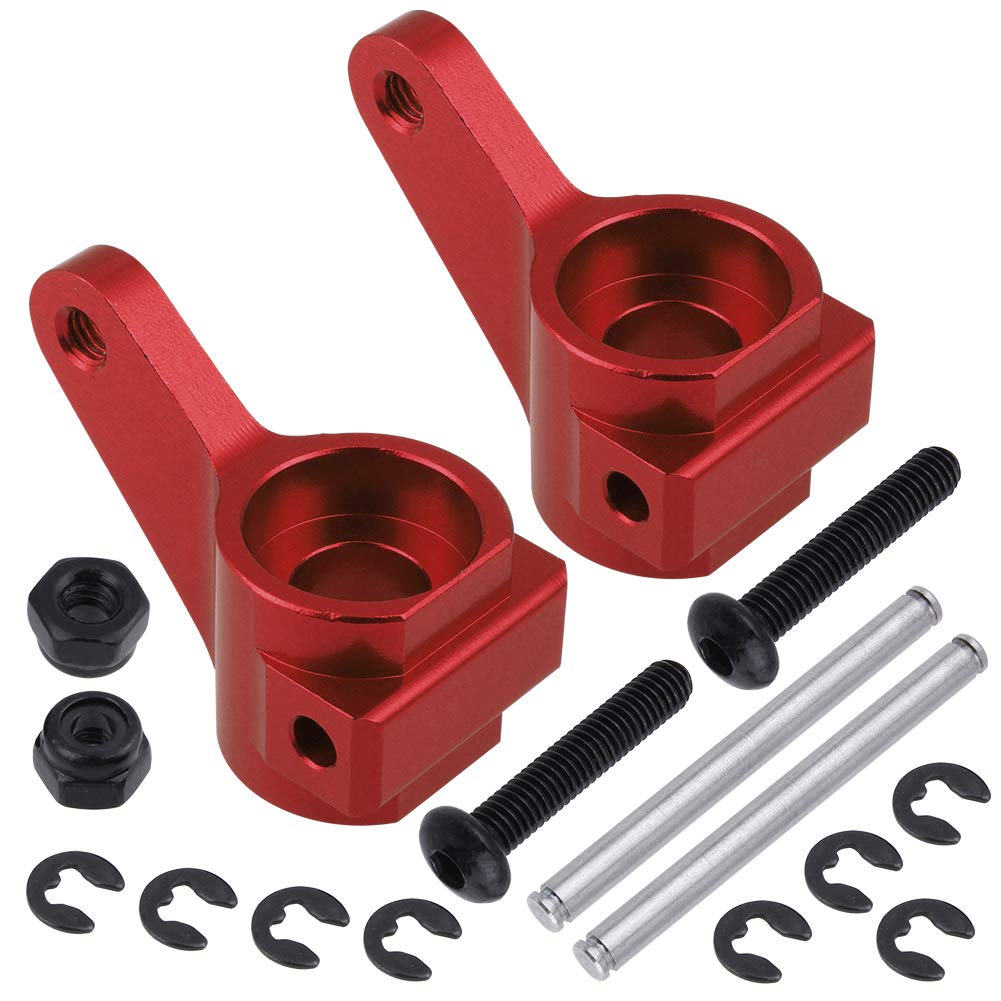 HobbyPark Aluminum Front Steering Blocks Upgrade Parts for 1/10 Traxxas Slash 2WD Rustler Stampede Bandit Replace 3736, Red Anod