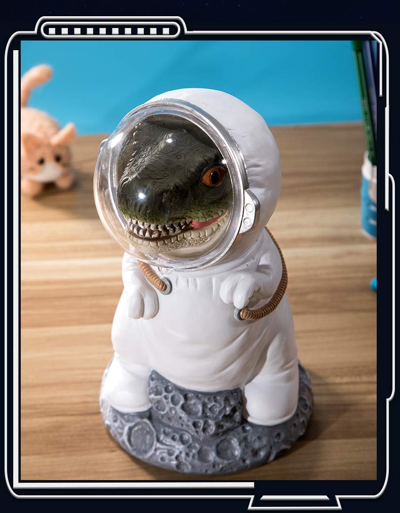 Massjoy Creative Resin Dinosaur Astronaut Piggy Bank Coin Bank Saving Pot Money Box.