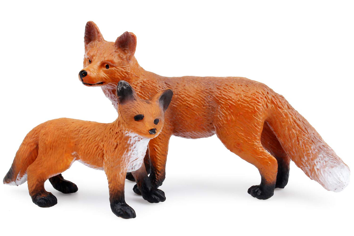 Uandme Fox Toy Figures Set Includes Arctic Fox & Red Foxes Figurines Cake Toppers (5 Foxes)