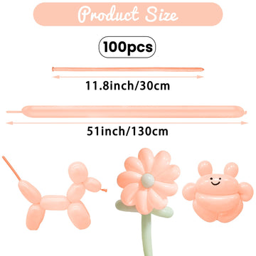 Hykjnbw Orange Long Balloons For Balloon Animals, 260 Pastel Balloons Art Kit For Twisting, Skinny Modeling Balloons Supplies Fo