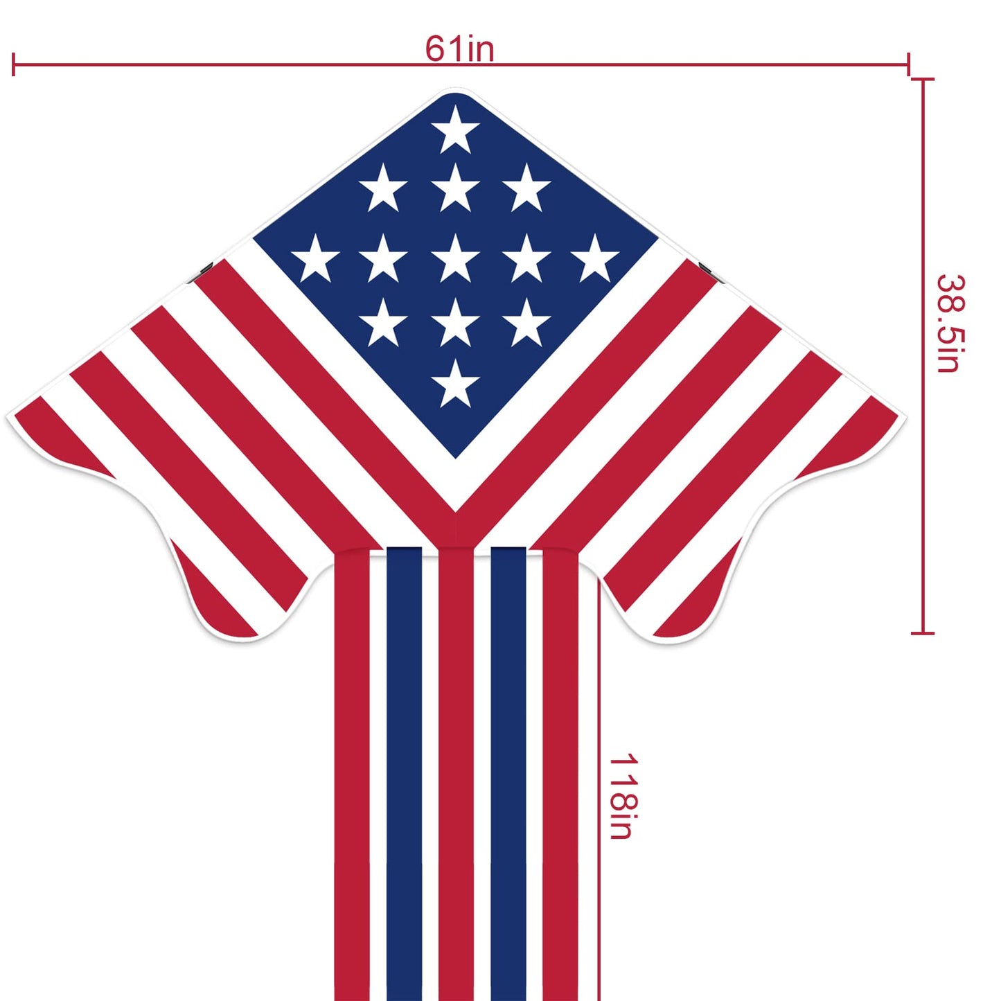 Kaiciuss American Flag Delta Kite For Kids & Adults Easy To Fly Large, The Easiest Single Line Beach Kite, It Comes With 300Ft String Kite Handle