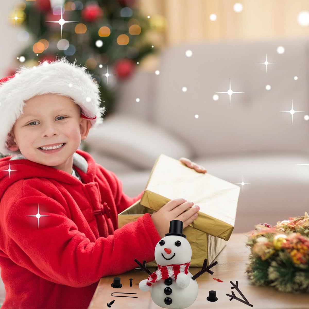 QINGQIU DIY Your Own Snowman Kit Molding Clay Build a Snowman Crafts Toy for Kids Boys Girls Christmas Stocking Stuffers Gifts