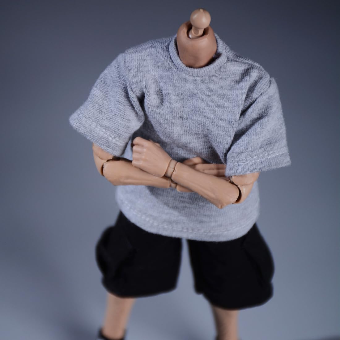 Meetoget 1/12 Scale Male Figure Doll Clothes Daily Sports T-Shirt Action Figure Relax Grey Pu002Us