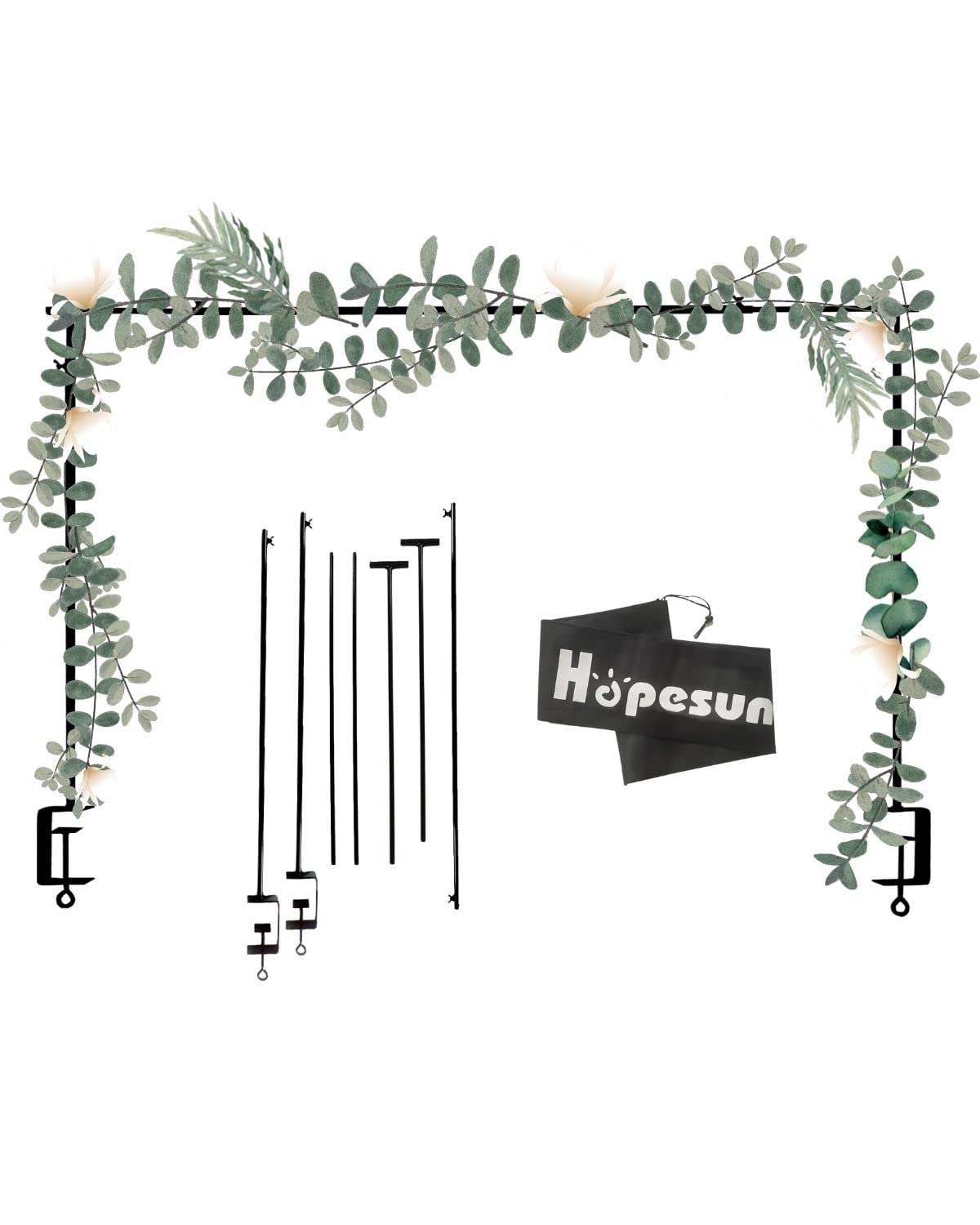 Hopesun Over The Table Rod Stand Adjustable, 49-102'' (4.1-8.5Ft) Length, Metal Balloon Flower Arch Stand, Suitable For Multi Ta
