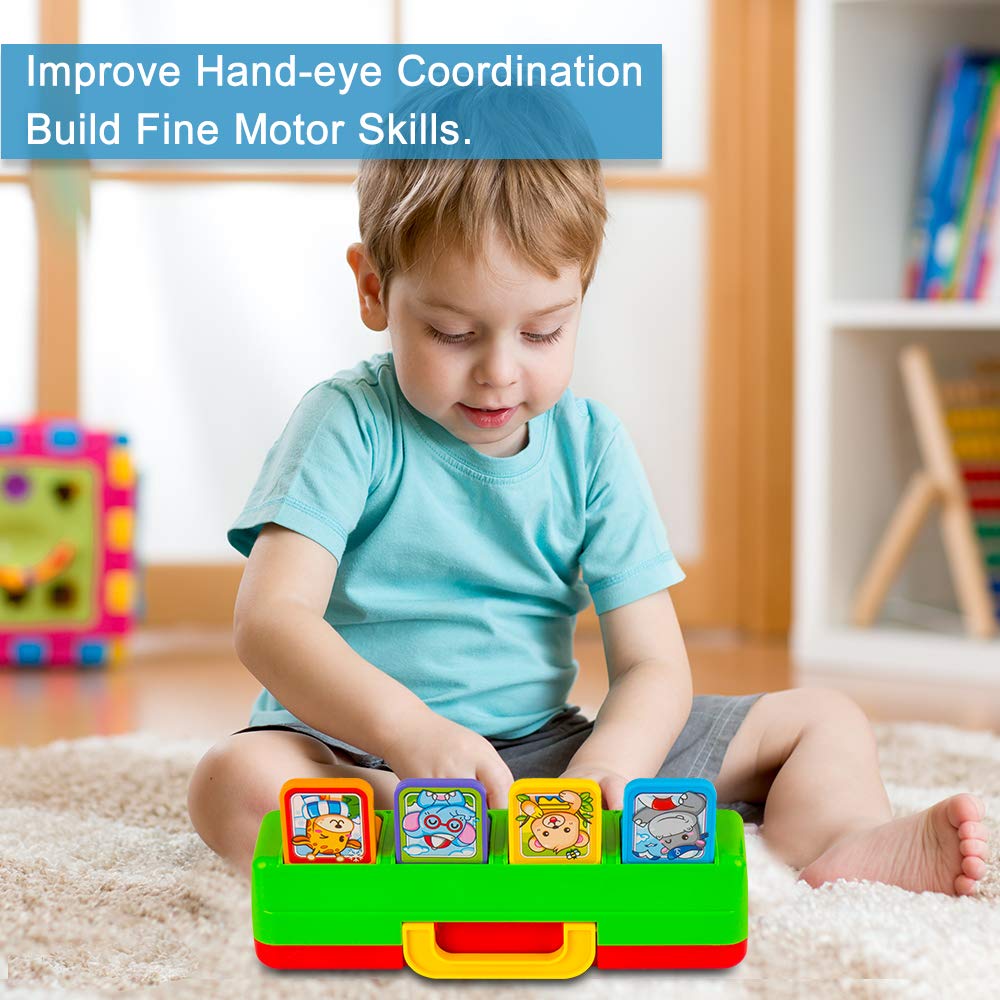 Yeebay Interactive Pop Up Animals Toy With Music, Animal Sound, Activity Toys For Ages 9-12 - 18 Months &1 Year Old Kids, Babies
