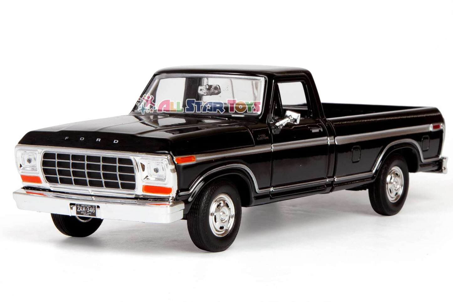 Motormax 1979 Ford F-150 Pickup Classic F150 Pick Up Truck 1:24 Diecast Collectible Model Car Black 79346 All Star Toys Exclusiv