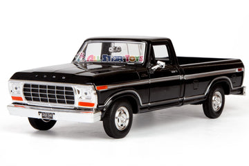 Motormax 1:24 Diecast Model Car - 1979 Ford F-150 Pickup, Black, Rubber, Model 79346, Collectible Classic Truck