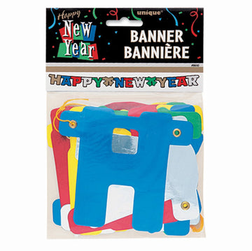 Unique Party 4' Metallic New Year Jointed Banner | Multicolor | Plastic | Model 9033