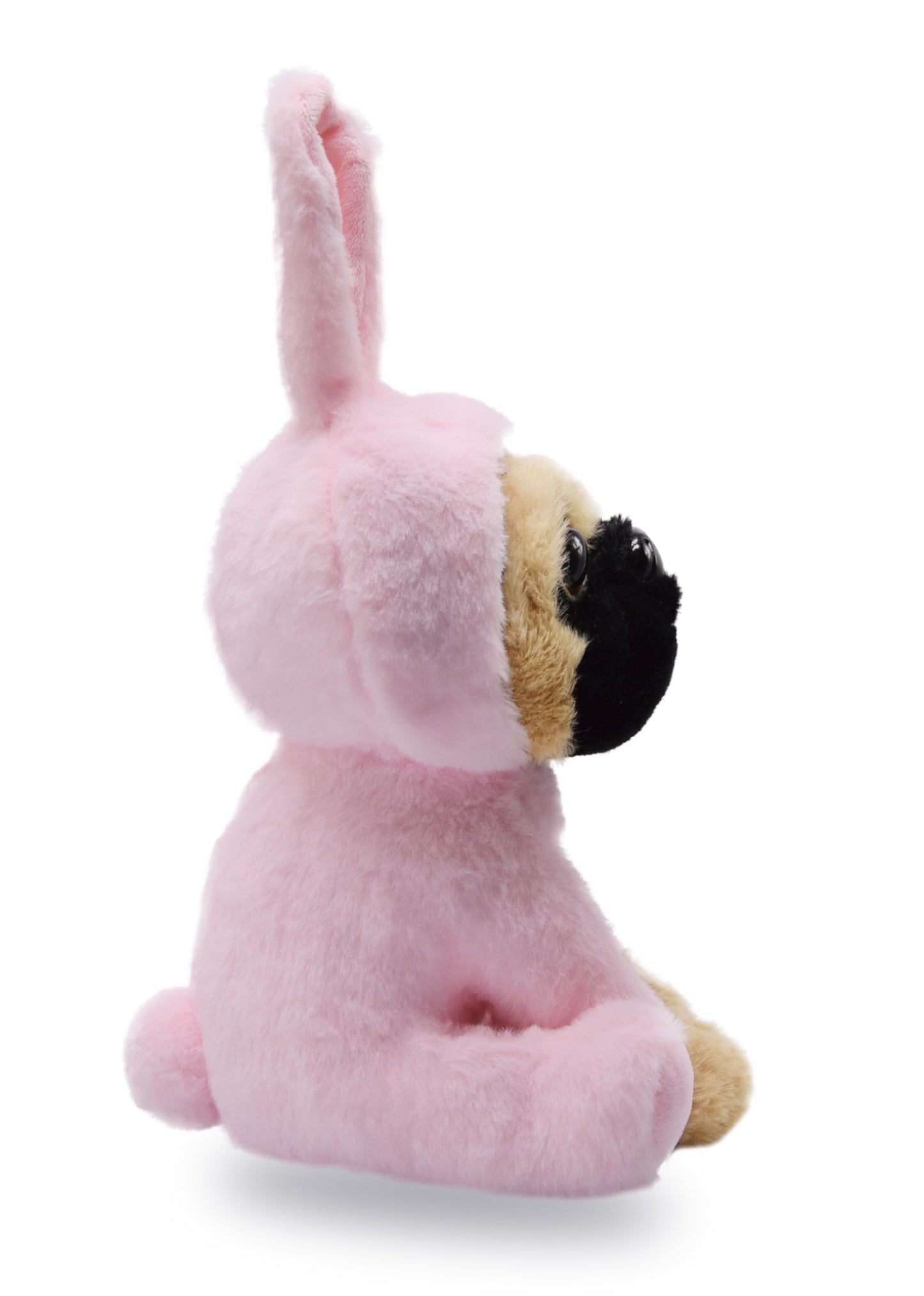 YONLIT Adorable Pug Stuffed Animal Dressed in a Pink Bunny Outfit, Super Cute and Soft Plush Puppy for Easter Gifts or Dog Lover