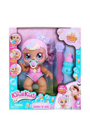 Kindi Kids 6.5" Electronic Doll - Poppi Pearl with 2 Accessories, Multicolor, Model 50129, Made of Durable ABS Material