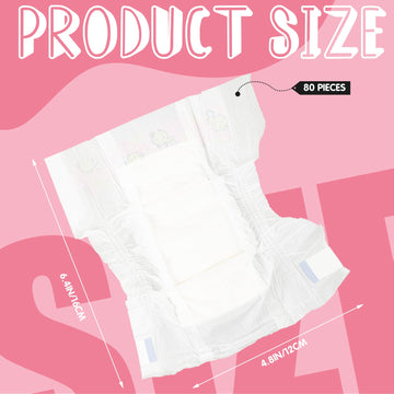 Libima 80 Pack Baby Doll Diapers Paper Reborn Doll Diapers Refill For 18-24 Inch Newborn Dolls Accessories Underwear Underpants,