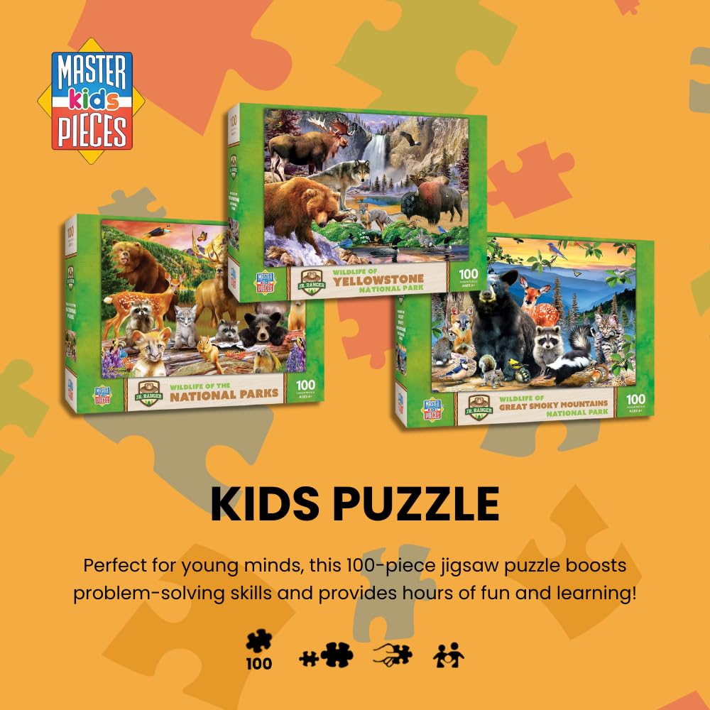 Masterpieces - 100 Piece Jigsaw Puzzle For Kid 6+ Years, Wildlife Of Yellowstone National Park, Educational And Fun Game, Gift I