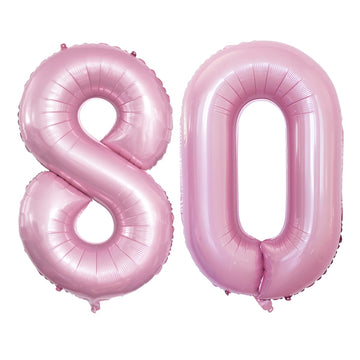 Goer Number 80 Balloons For 80Th Birthday Party Decorations,42 Inch Jumbo Foil Helium Balloons For 80Th Anniversary (Light Pink)