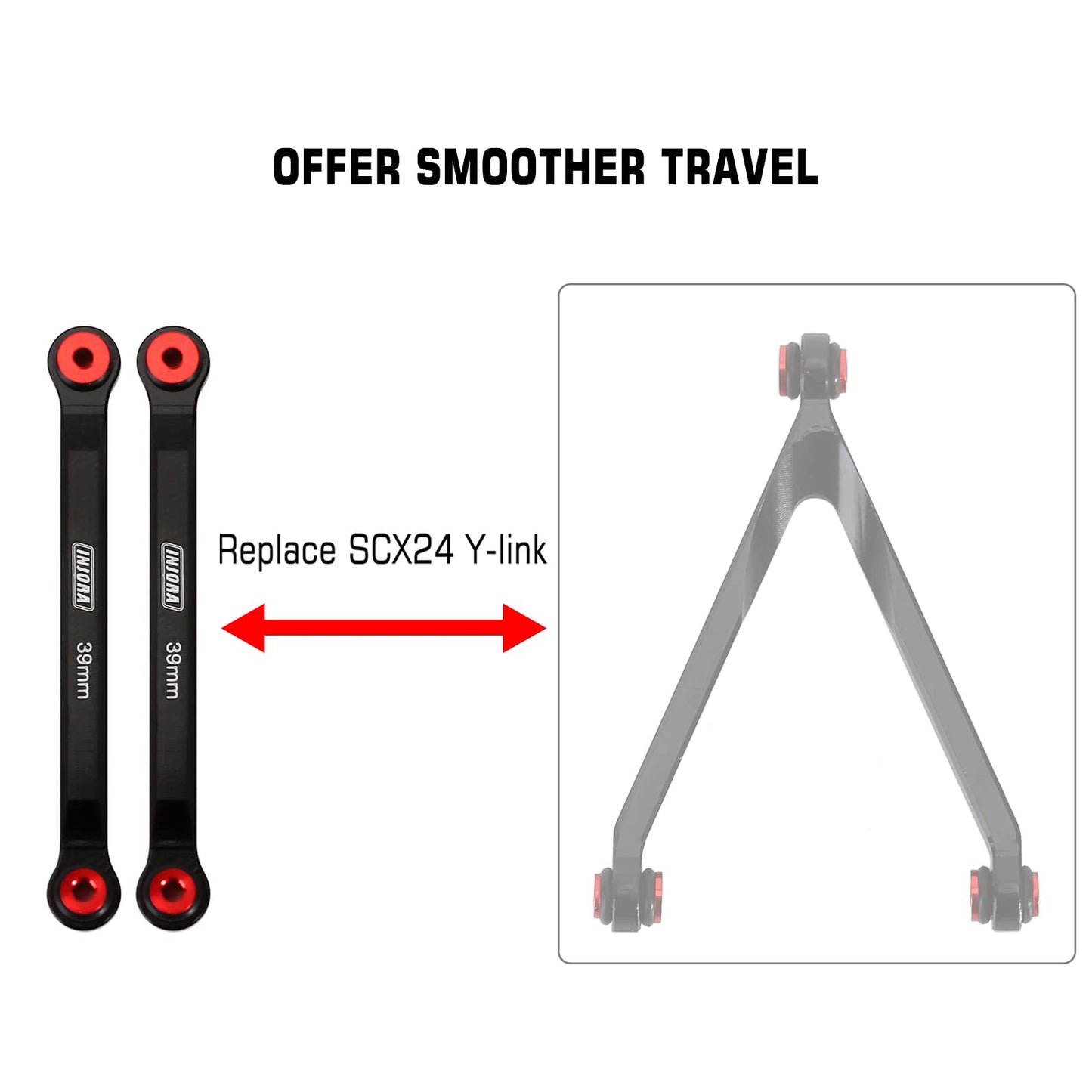 INJORA High Clearance Front 4 Links Set for SCX24 JLU AXI00002 C10 AXI00001 Bronco Axial 1/24 RC Crawler Car, 8PCS(Black)