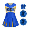 LMYOVE Cheerleader Costume for Girls, Cheerleading Outfit for Kids with Pom Pom, Child Halloween Costume Dress Uniform, Blue & Y