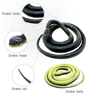 Brandon-super 52 Realistic Black Rubber Snake - Scare Toy for Halloween, Pranks, and Decorations, Large Size