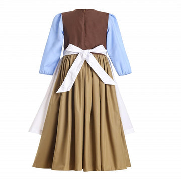 Ruikajia Cinderella Rag Dress, Brown Peasant Dress With White Apron For Girls, 4 Years
