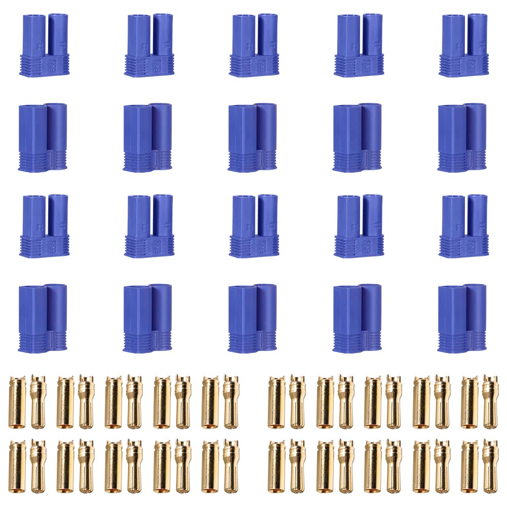 WEISHUJI 10 Pairs EC5 Battery Connector Plugs, EC5 Banana Plug Connectors, Female Male 5.0mm Gold Bullet Connector for RC Parts