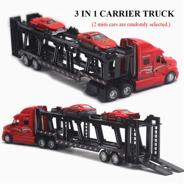 CORPER TOYS Transport Car Carrier Truck Toy Detachable Die-cast Pull Back Play Vehicles Car Set for Kids with Lights and Sounds