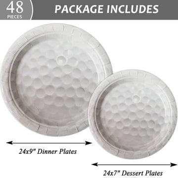 Gisgfim 48 Pcs Golf Birthday Plates Supplies Paper Golf Party Decorations Sports Theme Dessert Dinner Plates Disposable Golf Par