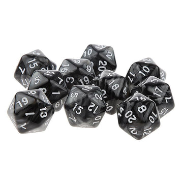Yiotfandoll 10PCS Polyhedral Dice D20 Dice 20mm Acrylic 20 Sided Dice Game Dice for RPG MTG DND Dice Table Games (Black)