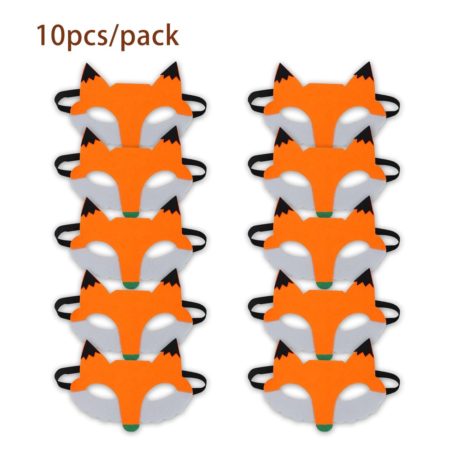 Jtnohx Felt Animal Masks, 10 Pcs Halloween Mask, Animal Costume For Birthday Party Supplies (Fox Mask)