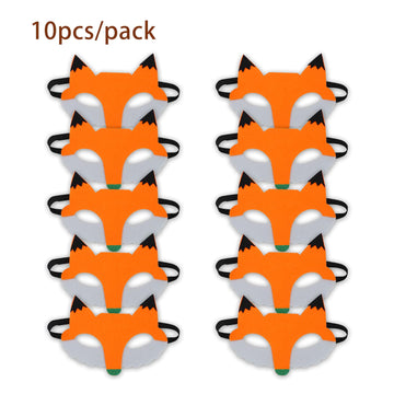Jtnohx Felt Animal Masks, 10 Pcs Halloween Mask, Animal Costume For Birthday Party Supplies (Fox Mask)