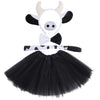 Dxhycc 5 Pieces Milk Cow Costume Set Cow Ears Headband Nose Tail Bowtie Tutu For Halloween Dress Up Animals Cosplay Set