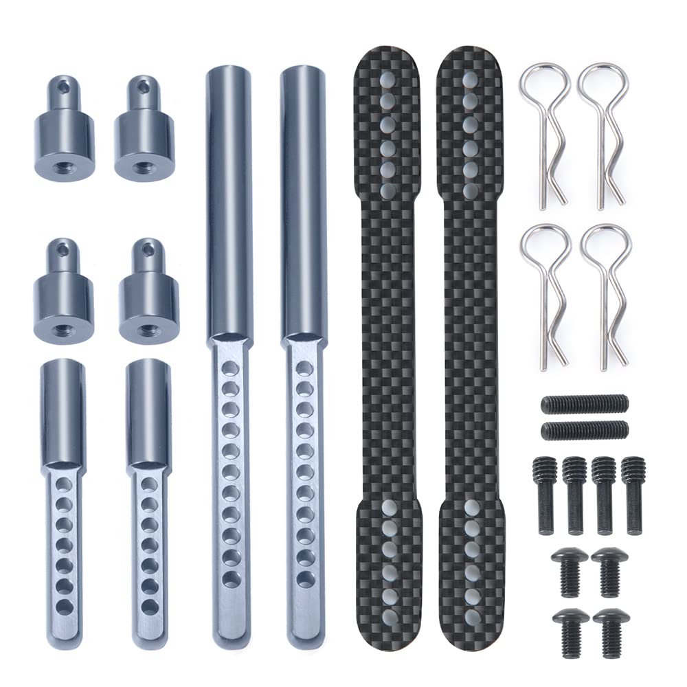 RC-Hub 1Set Body Post Mounts Metal Front and Rear Shell Column for 1:10 Axial SCX10 90046 90047 RC Car (Titanium)