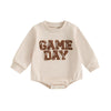Fybitbo Baby Football Outfit Girl Boy Game Day Sweatshirt/Shirt Onesie Long Sleeve Sweater Romper Fall Winter Clothes (Cream Foo