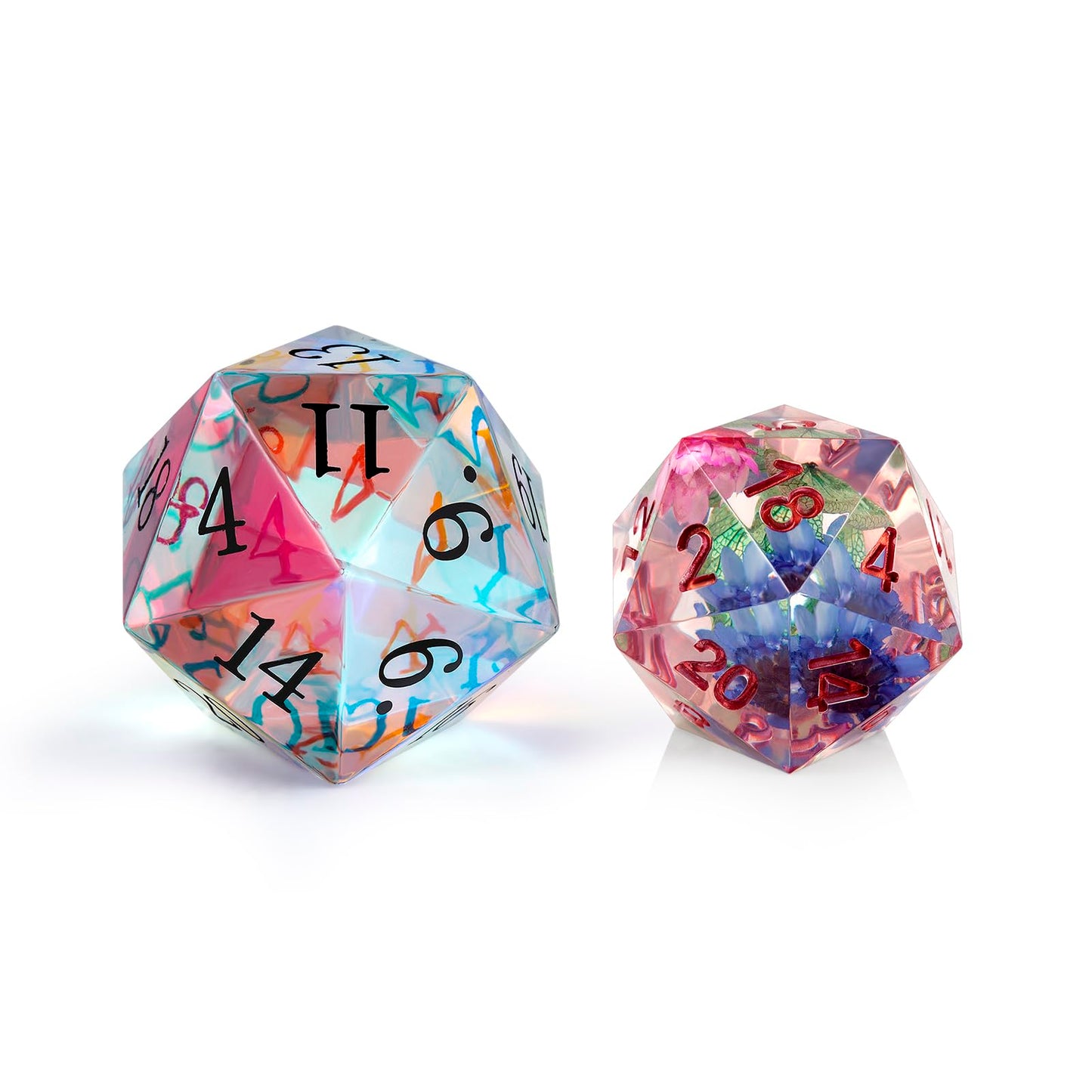 Large D20 Dice DNDND 30mm K9 Glass 20 Sided Single Dice with Velvet Pouch for Dungeons and Dragons D&D (Rainbow)
