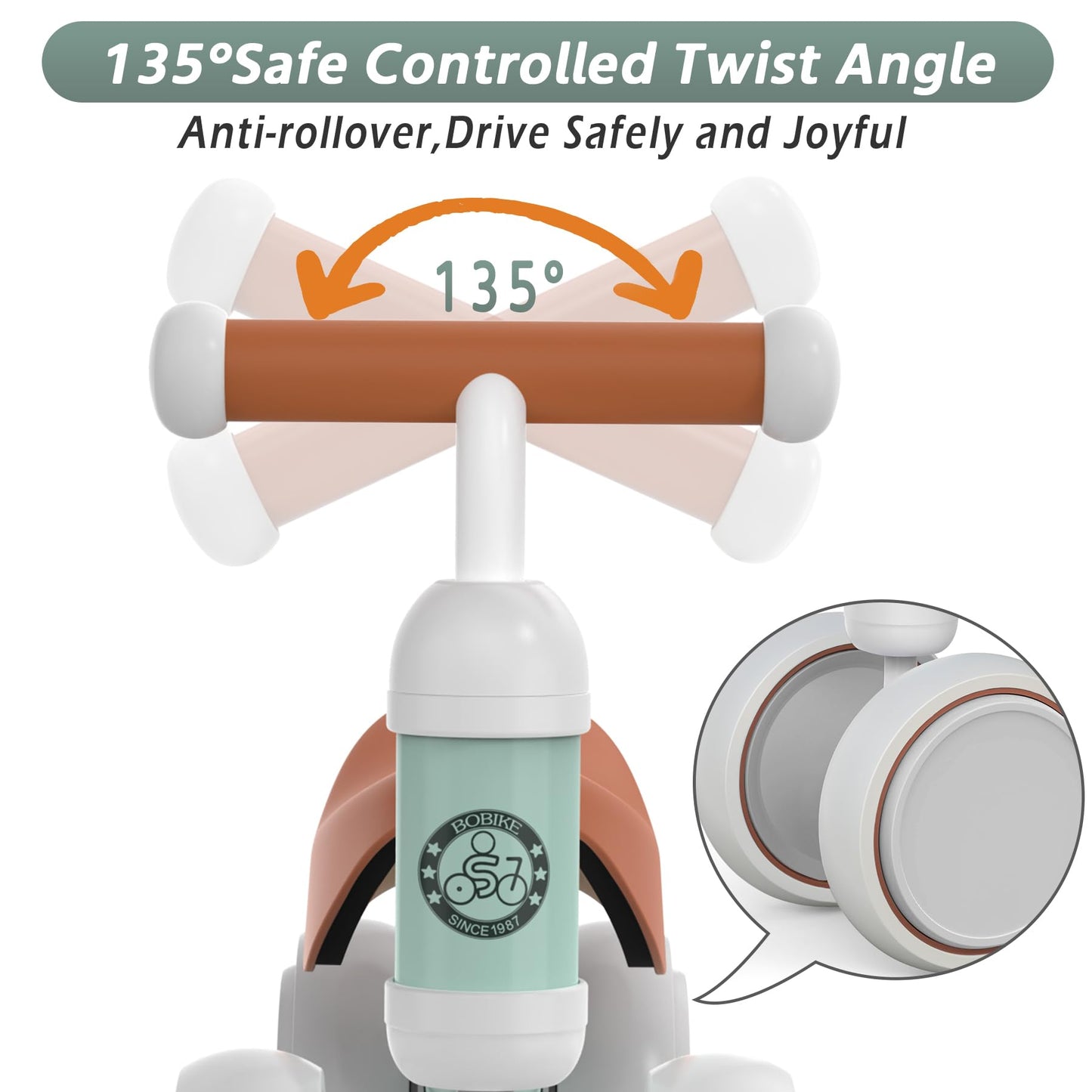 Bobike Baby Balance Bike - Light Green, Plastic, Small, 4 Wheels, No Pedal - Ideal Toddler Gift for 12-36 Months