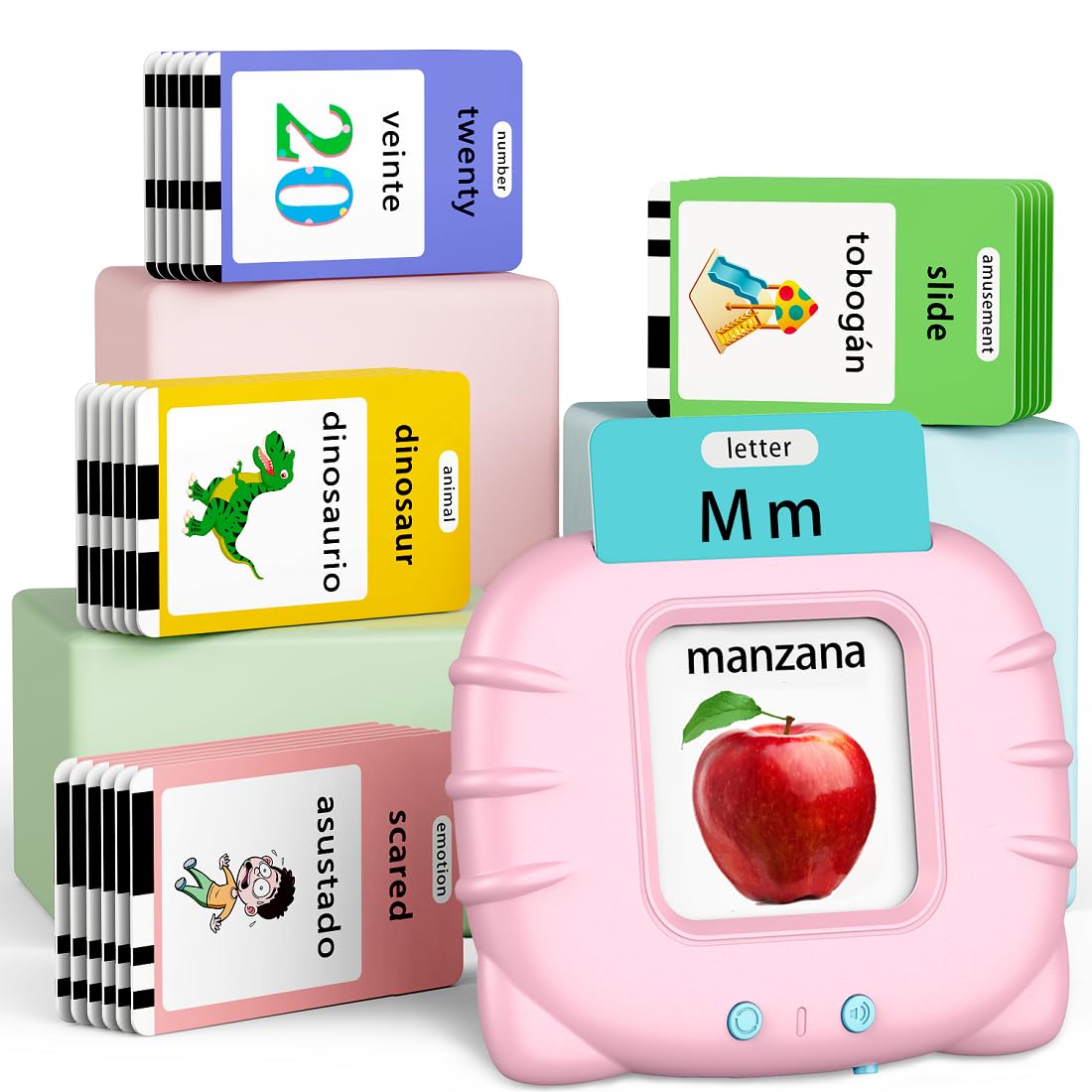 Eaever Bilingual Educational Toys, Spanish English 520 Sight Words Talking-Flash-Cards, Preschool-Learning-Activities, Montessor